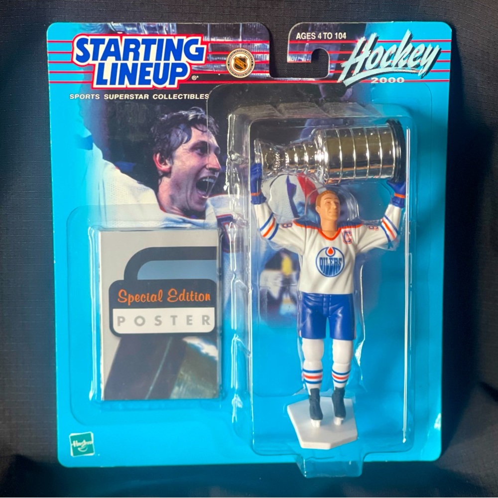 2000 Starting Lineup WAYNE GRETZKY Oilers Stanley Cup Figure w/ Poster